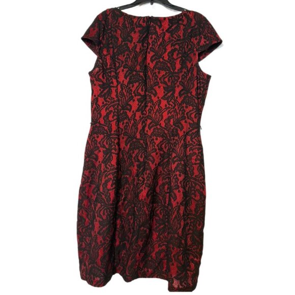 Alyx Red Black Lace Dress Size 12 Sheath Bodycon Elegant Party No Belt - Picture 4 of 7